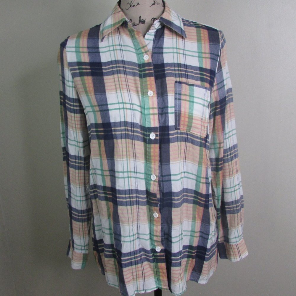 Honey Punch Plaid Shirt S Button Front Lace